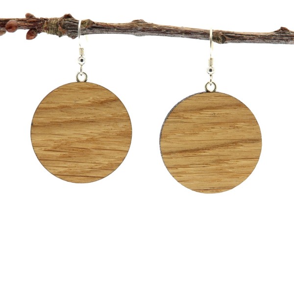 Ohrringe aus Holz rund Eichenholz groß